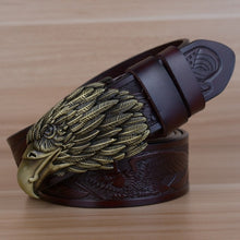 Load image into Gallery viewer, Unisex Famous Eagle Design Cow skin Genuine Leather Belt with Eagle Head Buckle