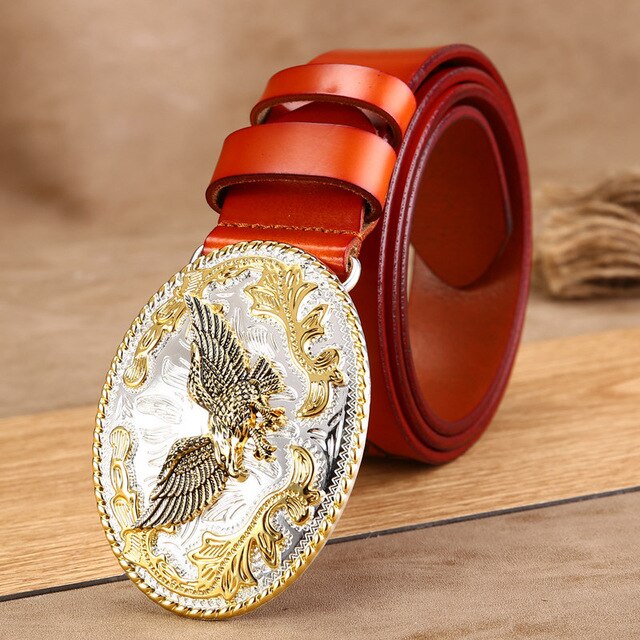 Men's Famous Fashion Eagle Design Cow skin Leather Handcrafted belt wi –  The Eagles Pride