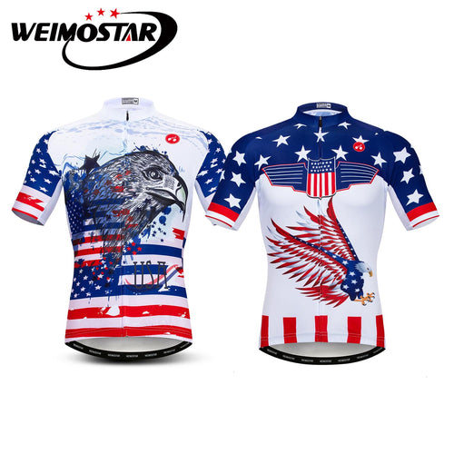 Men's USA Eagle Bike Team MTB Bicycle Pro Cycling Short Sleeve  Riding  Jersey Shirts